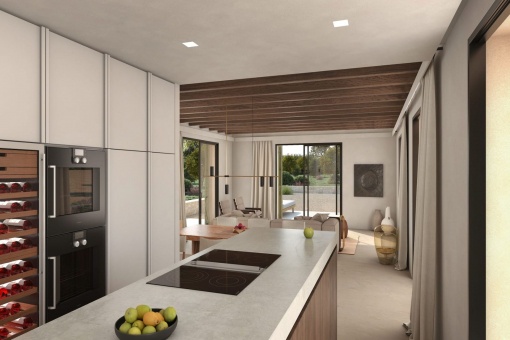 Bright and light filled kitchen with open-plan living and dining area