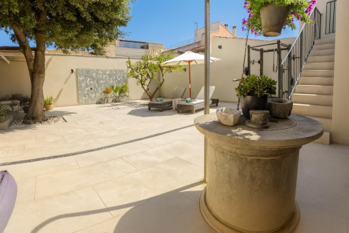 Sunny spacious outdoor patio area