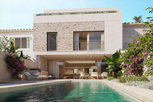 Modernes Neubau-Stadthaus in Santanyi mit Pool und Dachterrasse