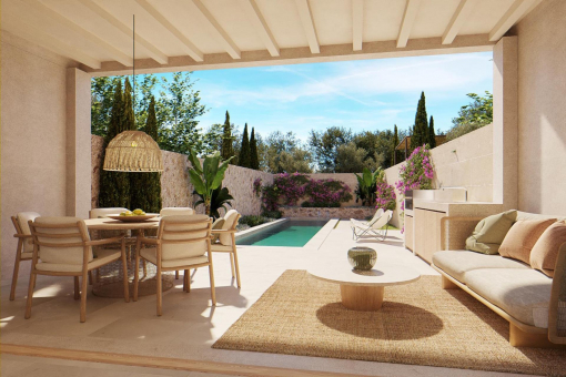 Mediterraner Patio mit Swimmingpool
