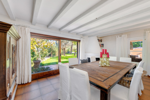Bright dining area connected to the garden