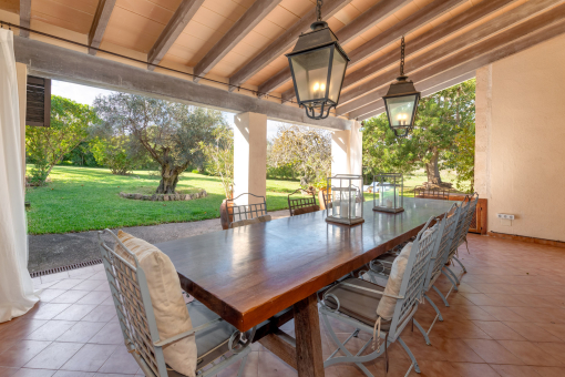 Covered veranda with garden view