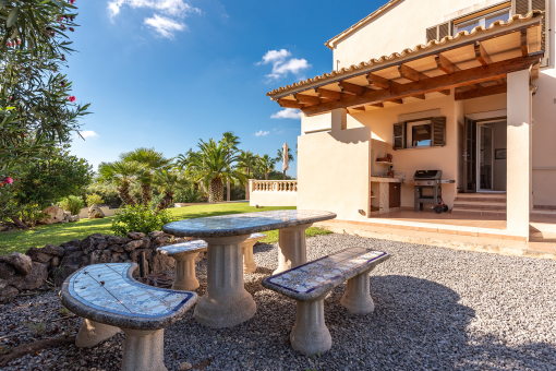 Outdoor kitchen with dining area