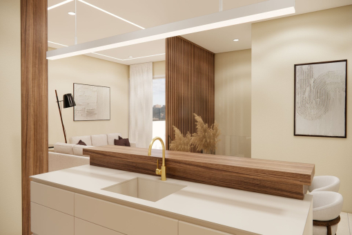 Open-plan kitchen with kitchen island