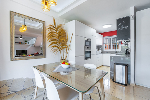 Dining area and kitchen