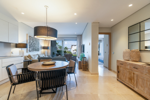 Open plan living and dining area