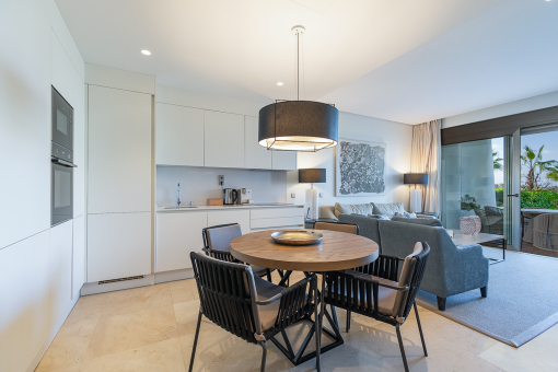 Modern kitchen and dining area