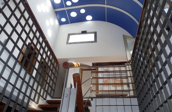 Staircase with high ceiling