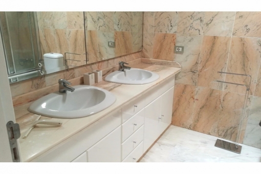 Bathroom with marble floors