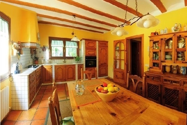 The spacious, light-flooded kitchen