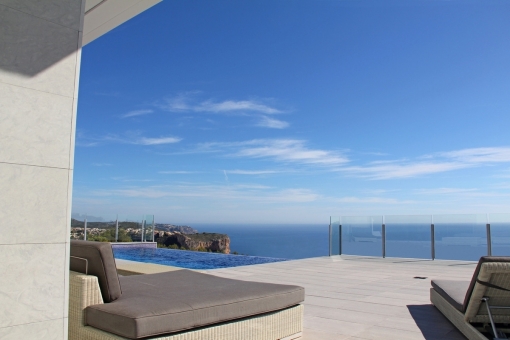 Outside area with infinity pool and amazing sea views
