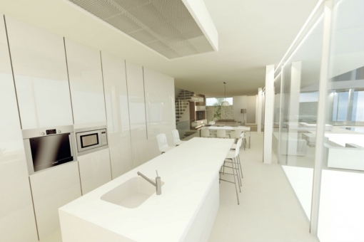 Light-flooded and fully equipped kitchen