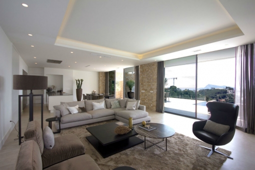 Puristic living area with stunning views