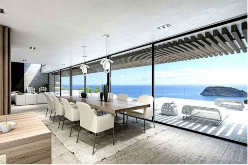 Open dining area with sea view